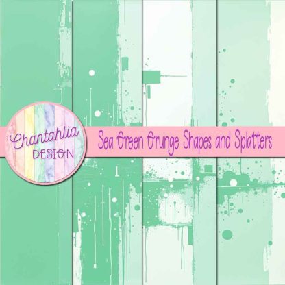 Free sea green grunge shapes and splatters digital papers