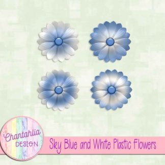 Free sky blue and white plastic flowers