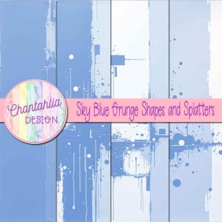 Free sky blue grunge shapes and splatters digital papers