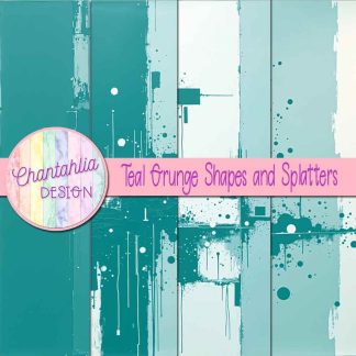 Free teal grunge shapes and splatters digital papers