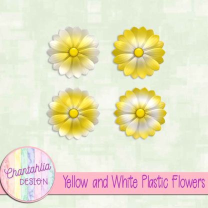 Free yellow and white plastic flowers