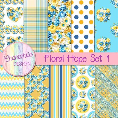 Free digital papers in a Floral Hope theme