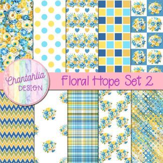 Free digital papers in a Floral Hope theme