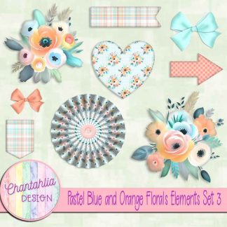 Free design elements in a Pastel Blue and Orange Florals theme