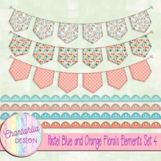 Free design elements in a Pastel Blue and Orange Florals theme