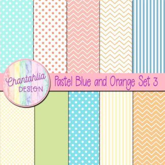 Free digital papers in a Pastel Blue and Orange Florals theme