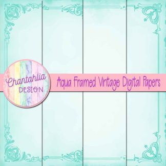 Free aqua framed vintage digital papers