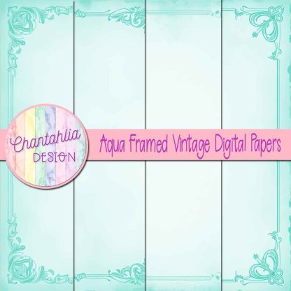 Free aqua framed vintage digital papers