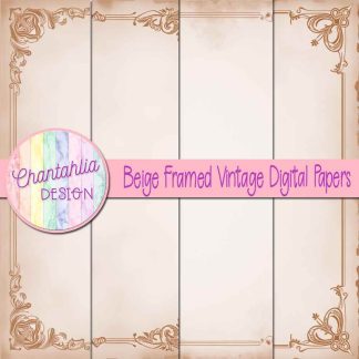 Free beige framed vintage digital papers