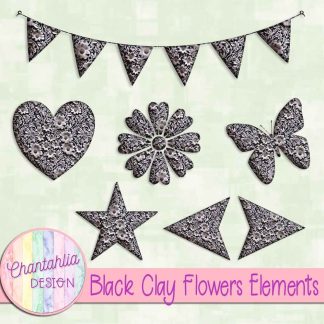 Free black clay flowers elements
