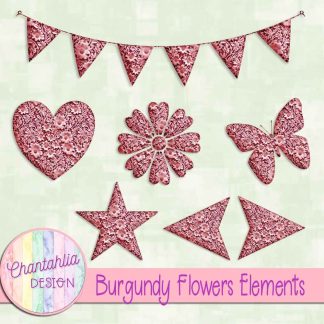 Free burgundy clay flowers elements