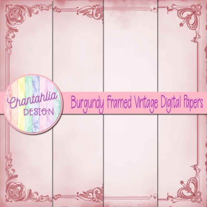 Free burgundy framed vintage digital papers