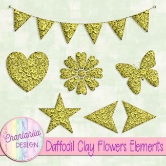 Free daffodil clay flowers elements