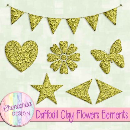 Free daffodil clay flowers elements