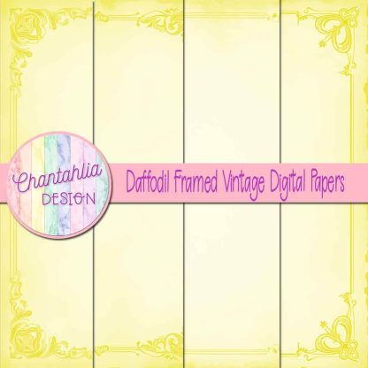 Free daffodil framed vintage digital papers