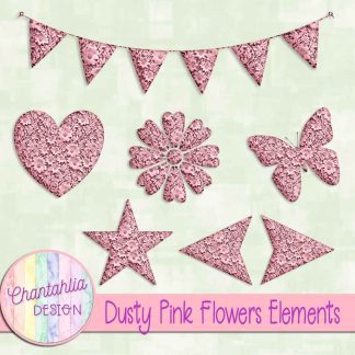 Free dusty pink clay flowers elements