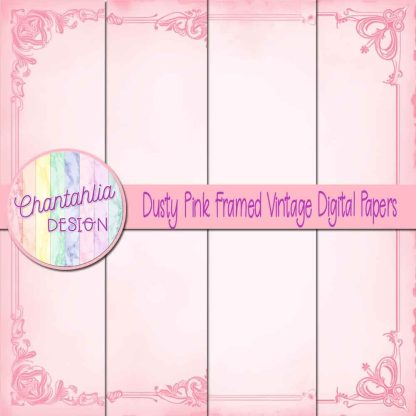 Free dusty pink framed vintage digital papers