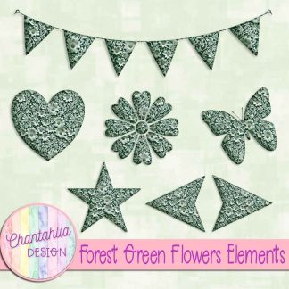 Free forest green clay flowers elements