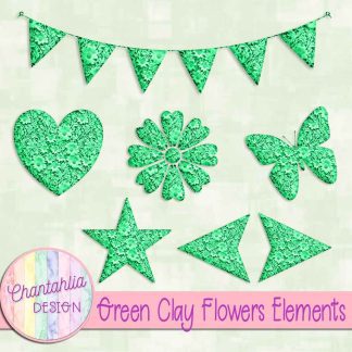 Free green clay flowers elements