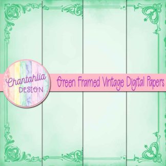 Free green framed vintage digital papers
