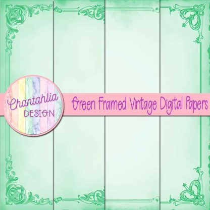 Free green framed vintage digital papers