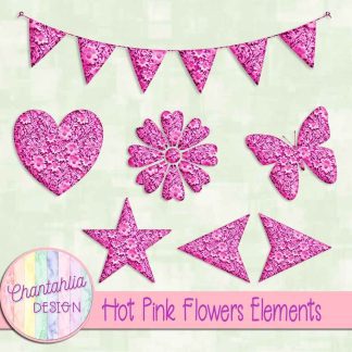 Free hot pink clay flowers elements