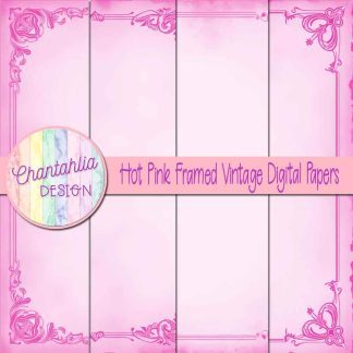 Free hot pink framed vintage digital papers