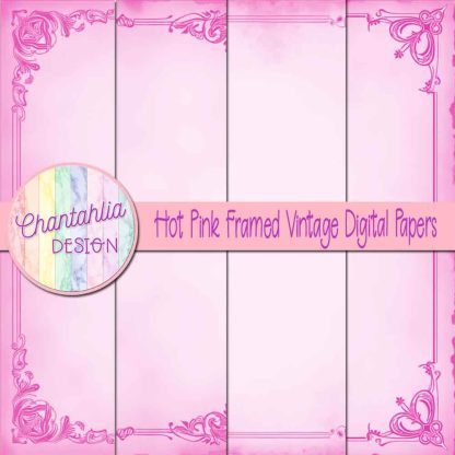 Free hot pink framed vintage digital papers