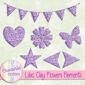 Free lilac clay flowers elements