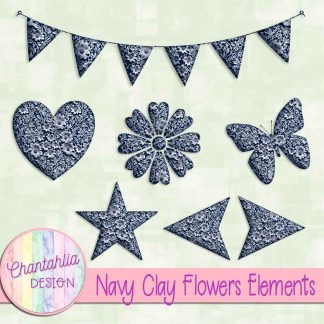 Free navy clay flowers elements