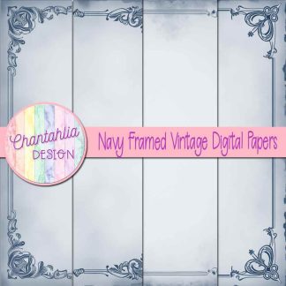 Free navy framed vintage digital papers