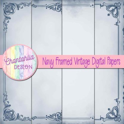 Free navy framed vintage digital papers