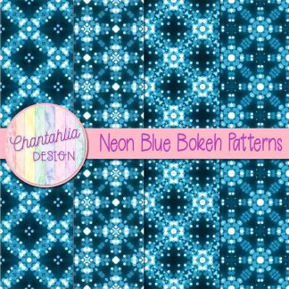 Free neon blue bokeh patterns digital papers