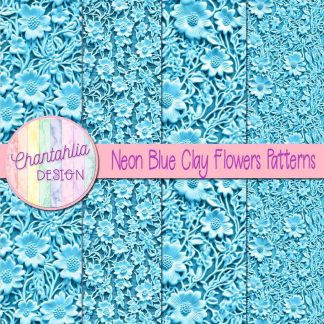 Free neon blue clay flowers patterns