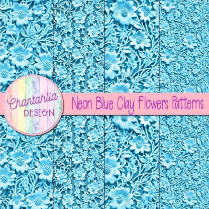Free neon blue clay flowers patterns