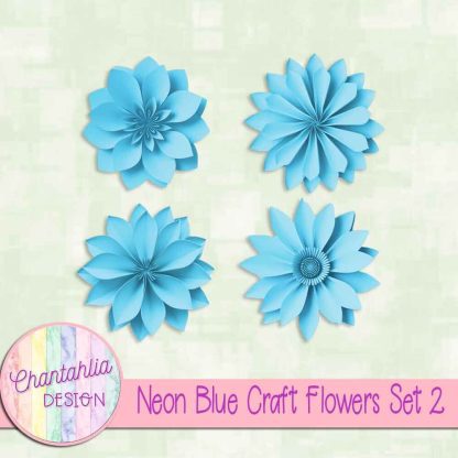 Free neon blue craft flowers