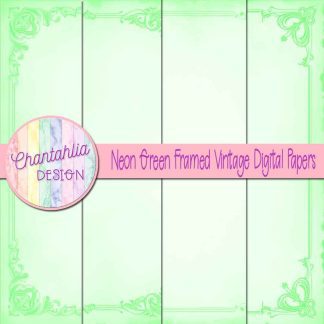 Free neon green framed vintage digital papers