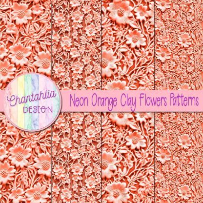 Free neon orange clay flowers patterns