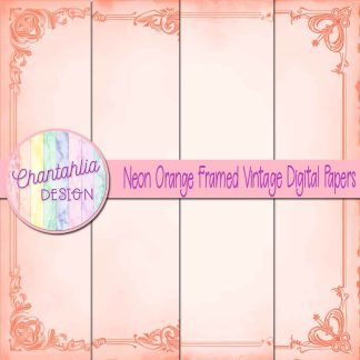 Free neon orange framed vintage digital papers