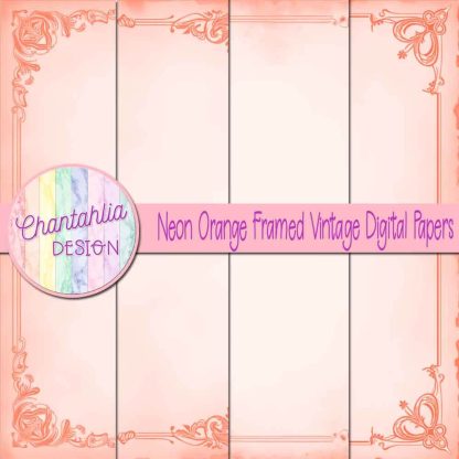 Free neon orange framed vintage digital papers