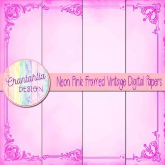 Free neon pink framed vintage digital papers