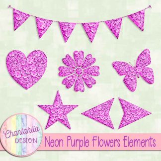 Free neon purple clay flowers elements