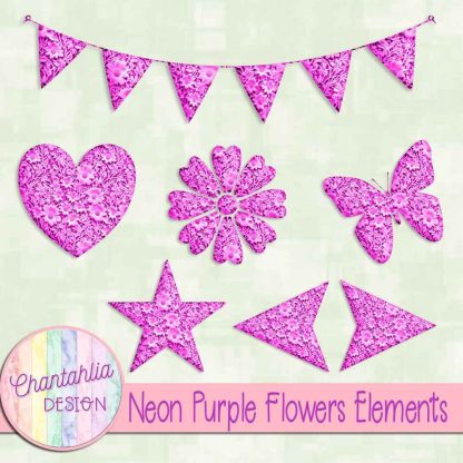 Free neon purple clay flowers elements