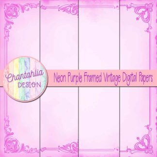 Free neon purple framed vintage digital papers