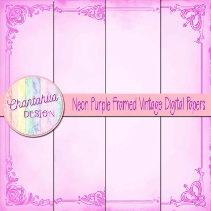 Free neon purple framed vintage digital papers