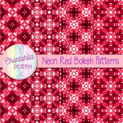Free neon red bokeh patterns digital papers