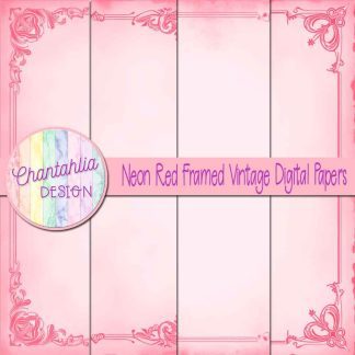 Free neon red framed vintage digital papers