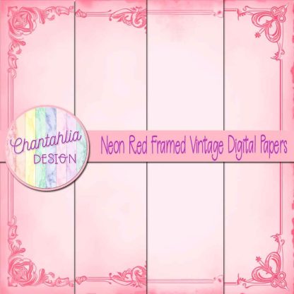 Free neon red framed vintage digital papers
