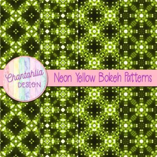 Neon Yellow Bokeh Patterns Digital Papers