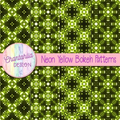 Free neon yellow bokeh patterns digital papers